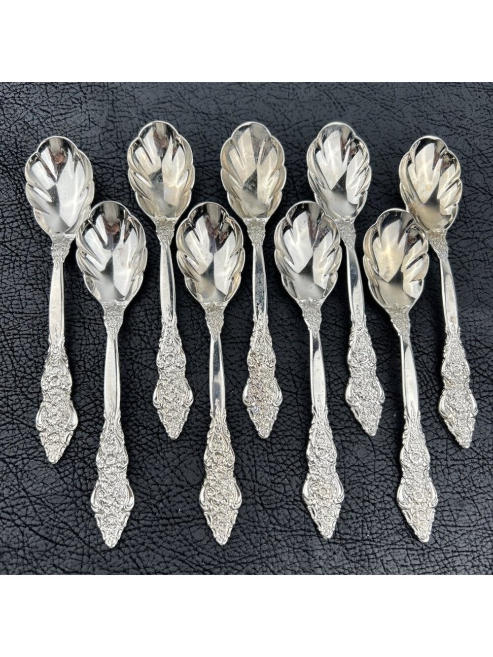 Rare Vintage 1847 Rogers Bros Silverplate Renaissance Sugar Shell Spoon 6" Set O